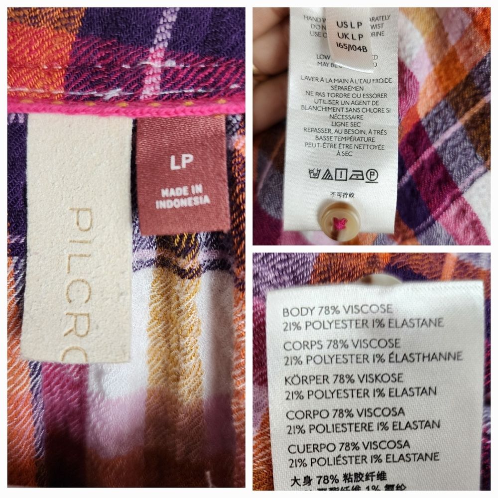 Anthropologie Pilcro Breezy Button Front Plaid Ruffle Blouse Top Shirt - Picture 2 of 16